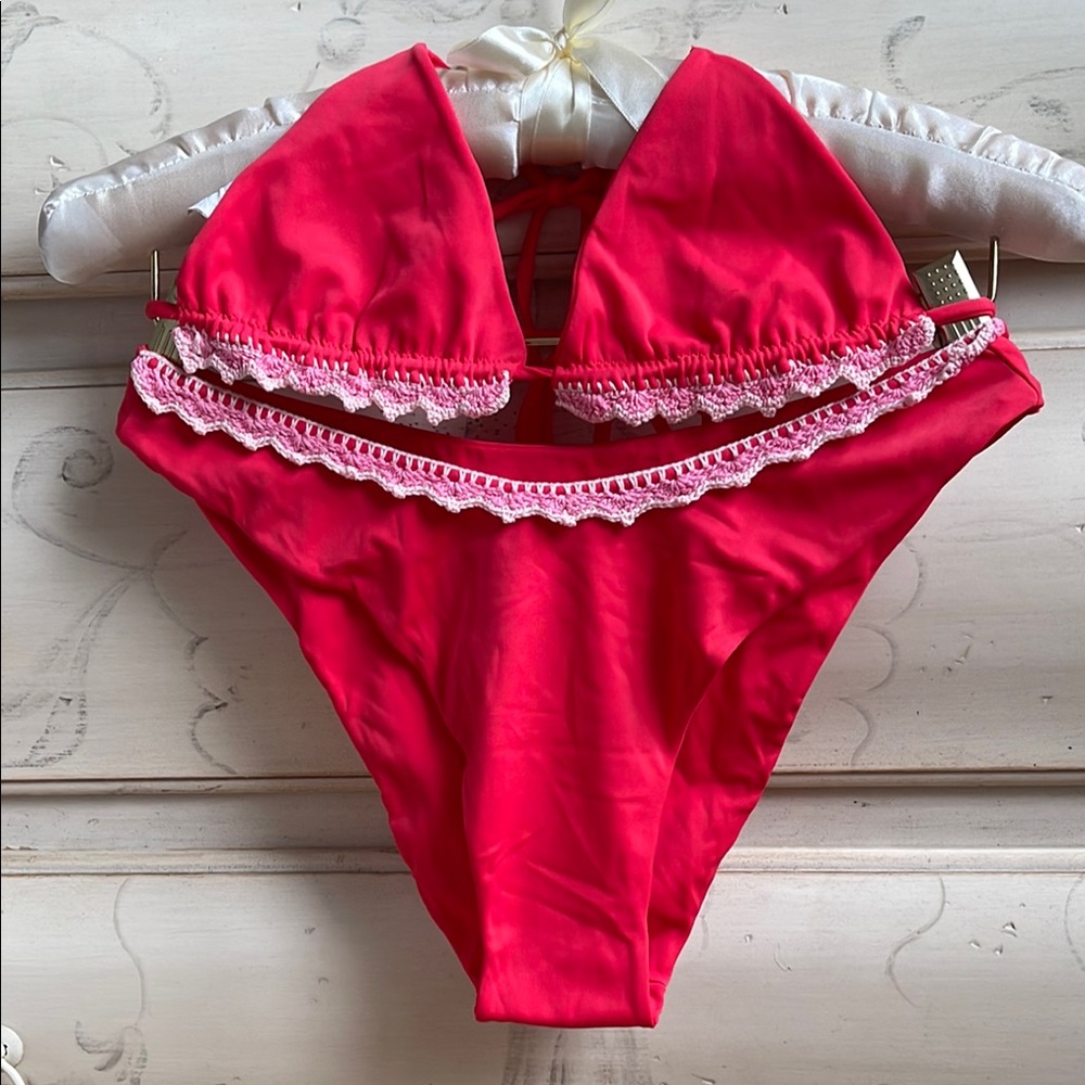 Vibrant Bikini with Crochet Trim
